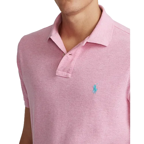 Custom Fit Mesh Polo - Pink Marle (Light Blue Pony)