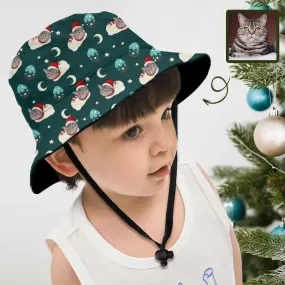 Custom Pet Face Cat Moon Kid's Bucket Boonie Hat