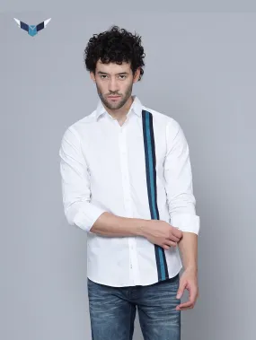 Designer Blue Stripe Cotton White Shirt