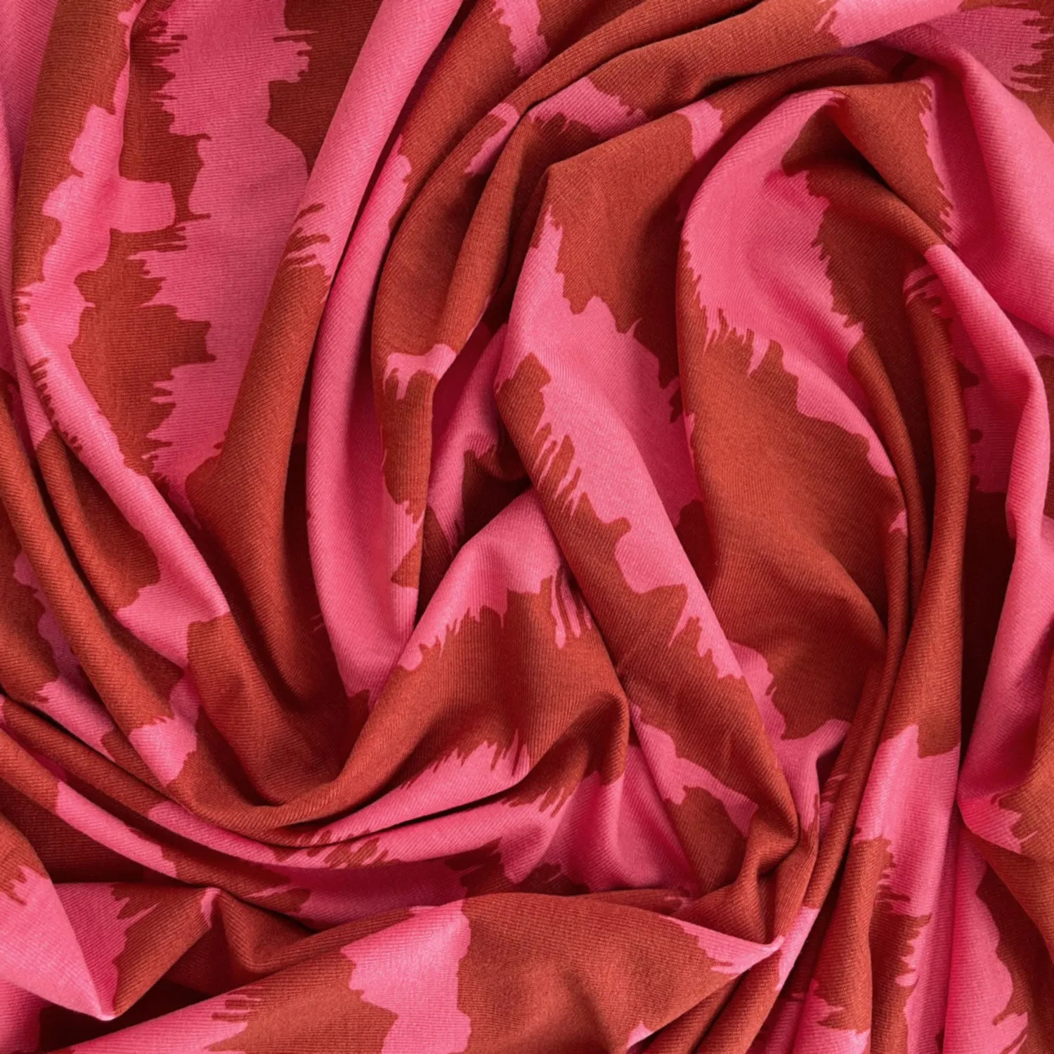 Designer Deadstock Rayon Jersey Fabric in Pink Clouds