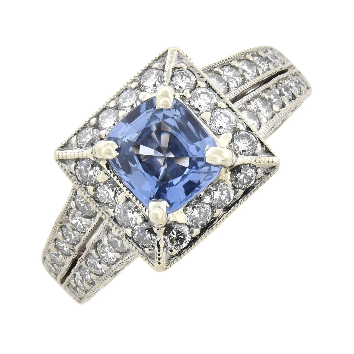 Estate 14kt Diamond   Sapphire Ring 0.90ct center