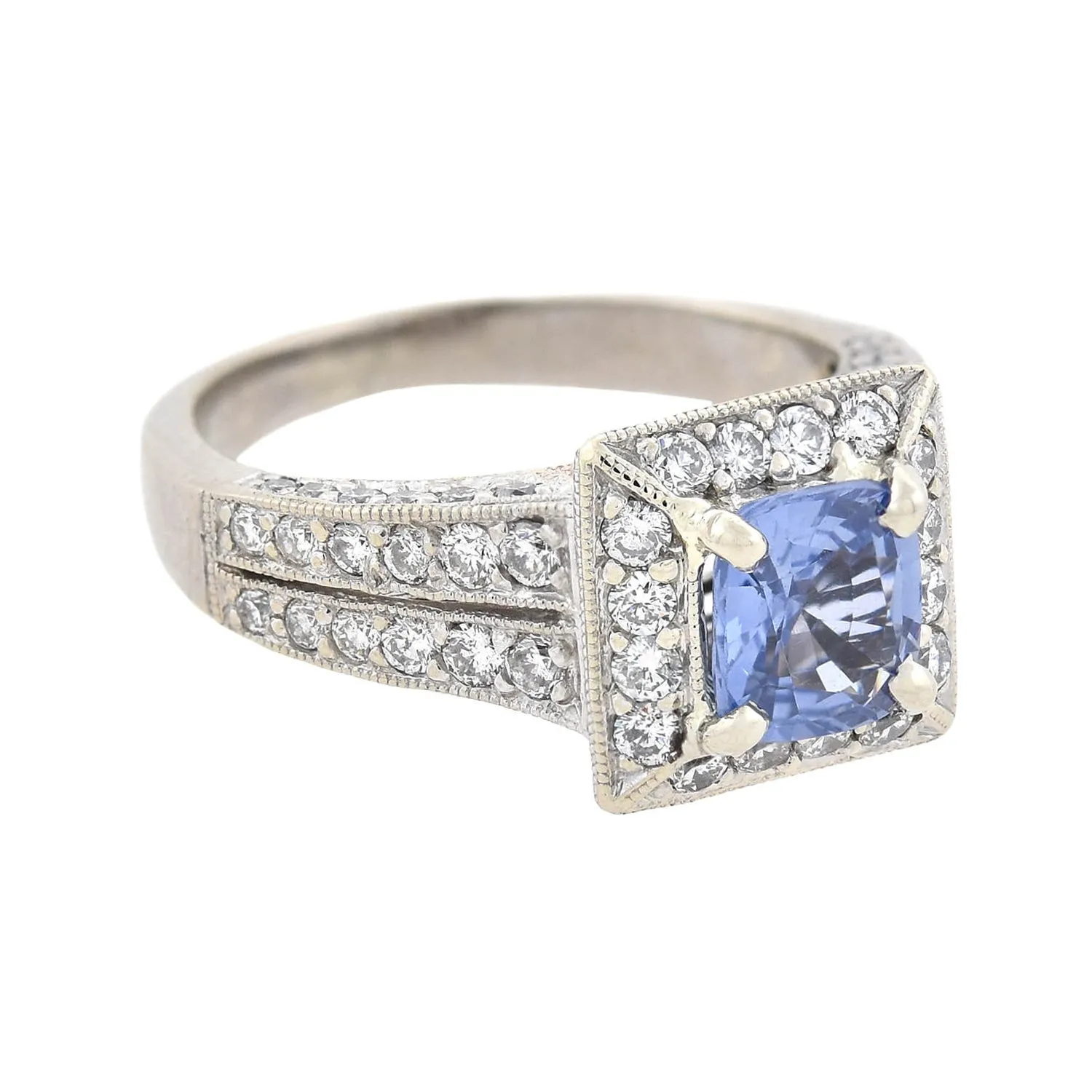 Estate 14kt Diamond   Sapphire Ring 0.90ct center