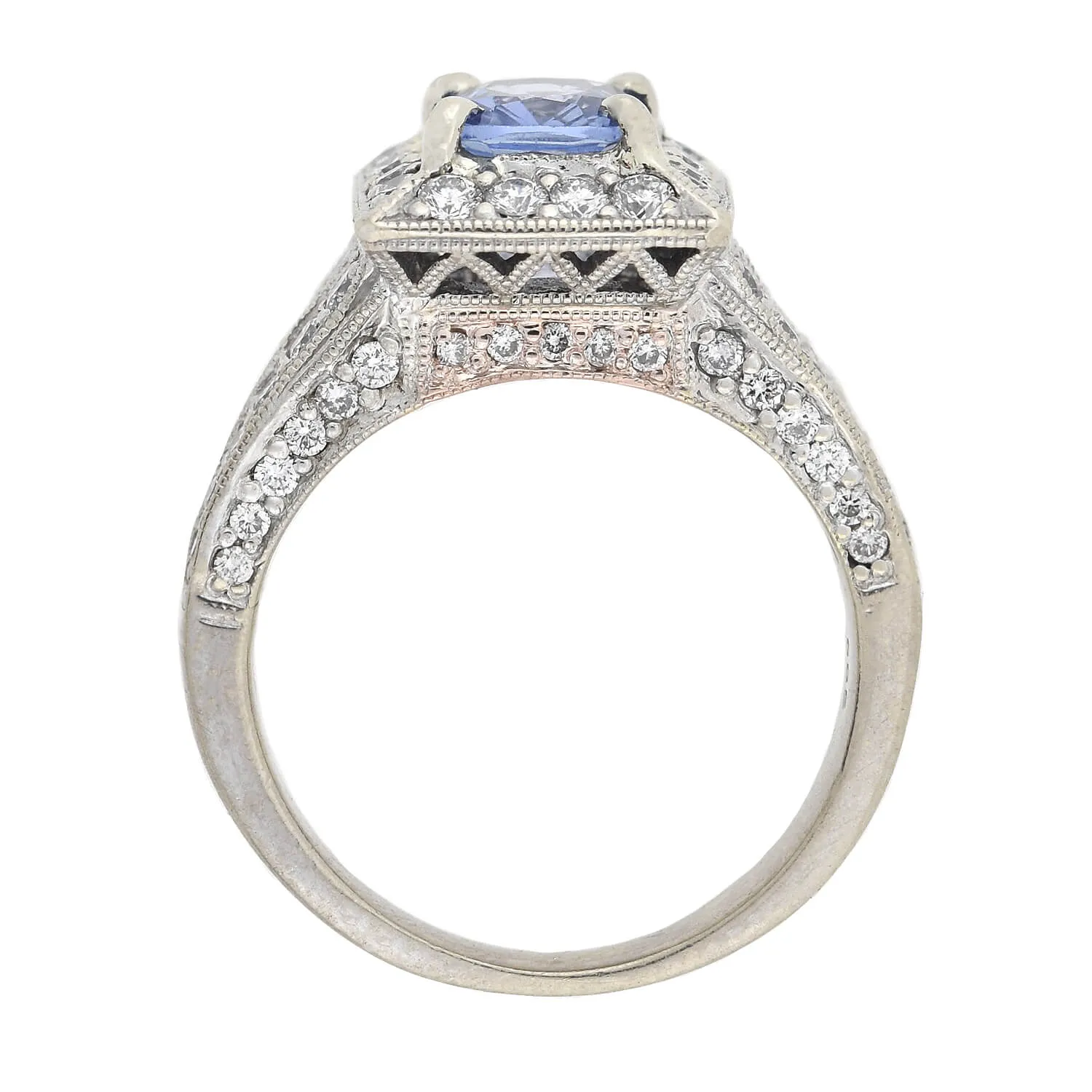 Estate 14kt Diamond   Sapphire Ring 0.90ct center