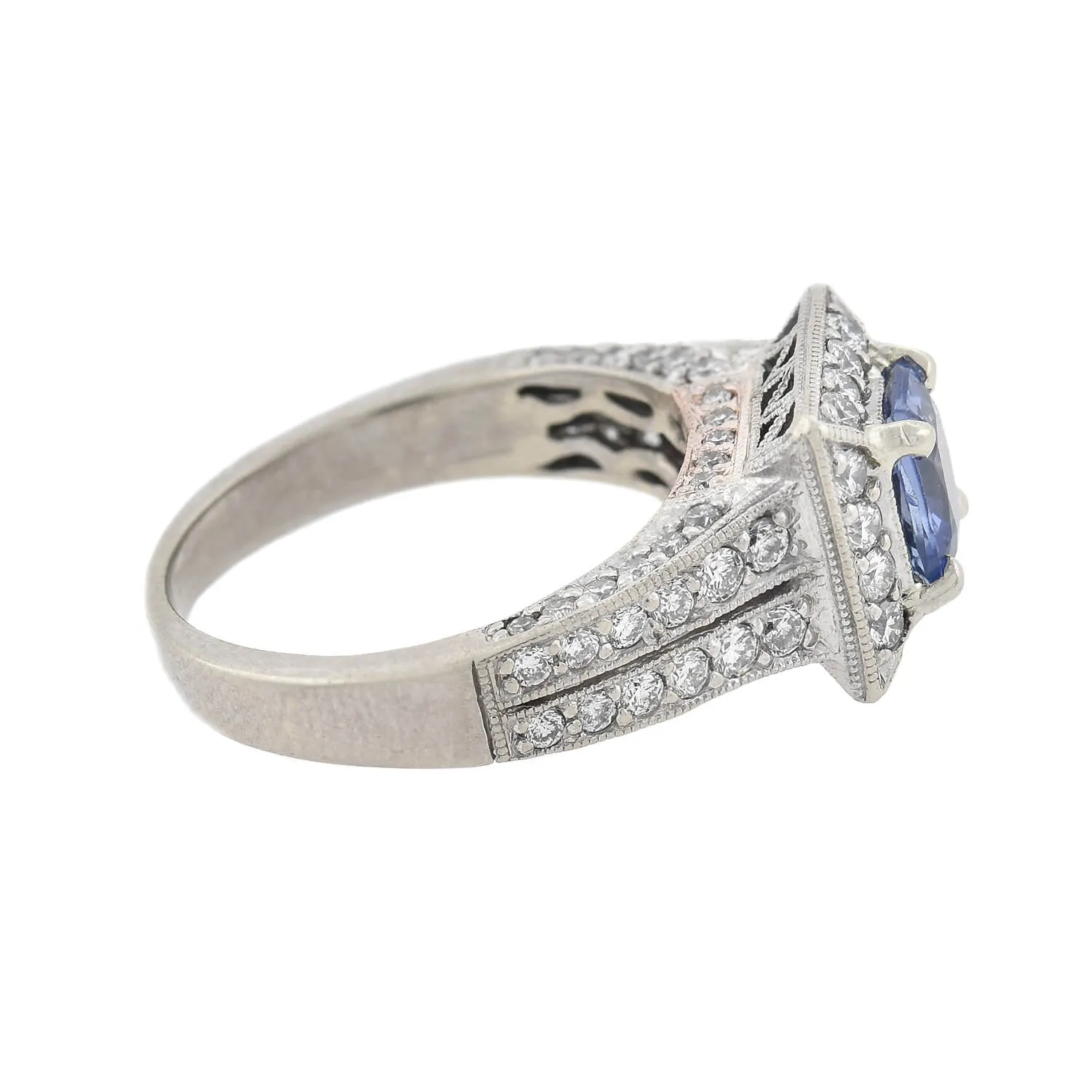 Estate 14kt Diamond   Sapphire Ring 0.90ct center