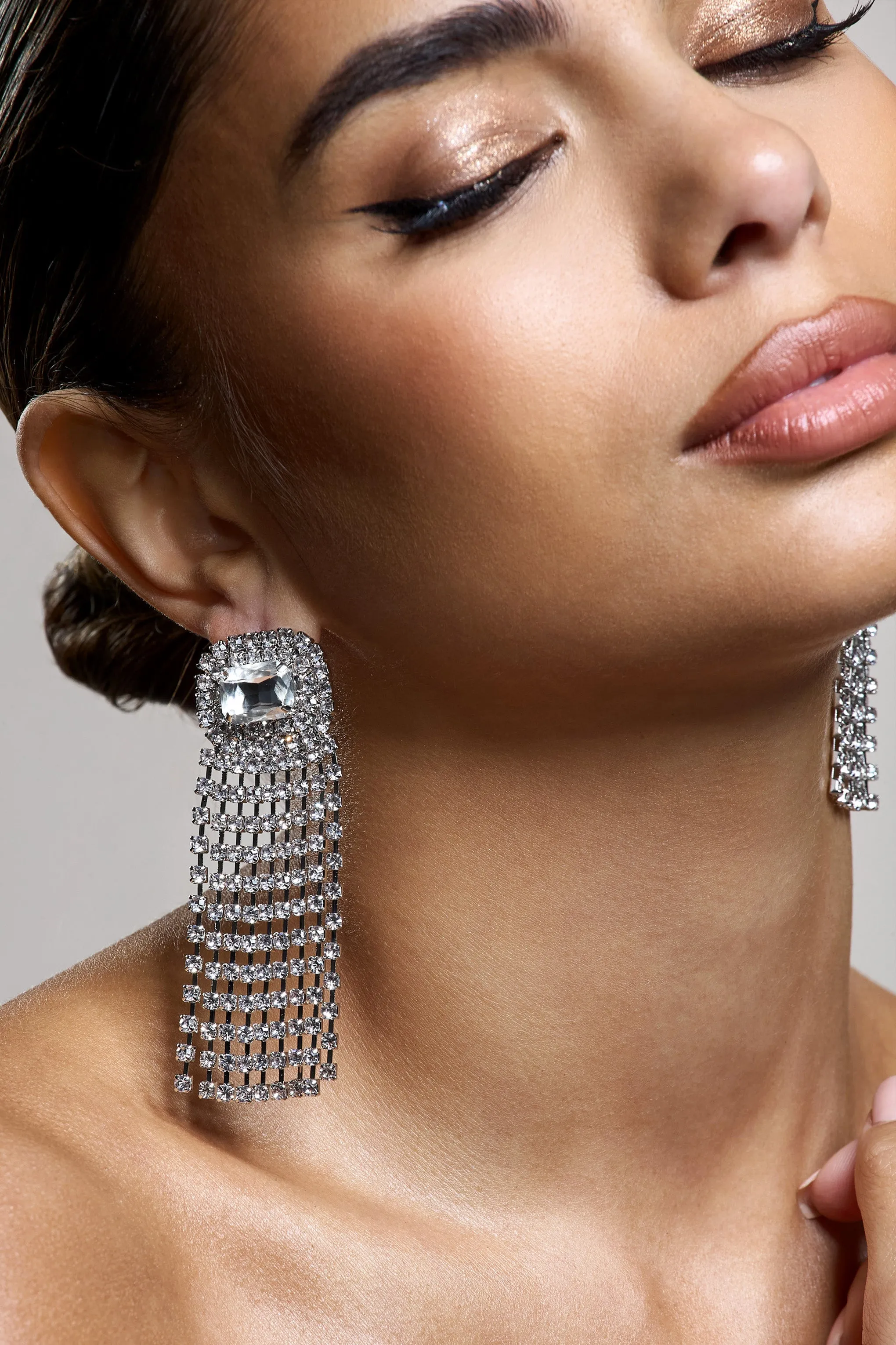 Flash | Silver Diamante Tassel Earrings