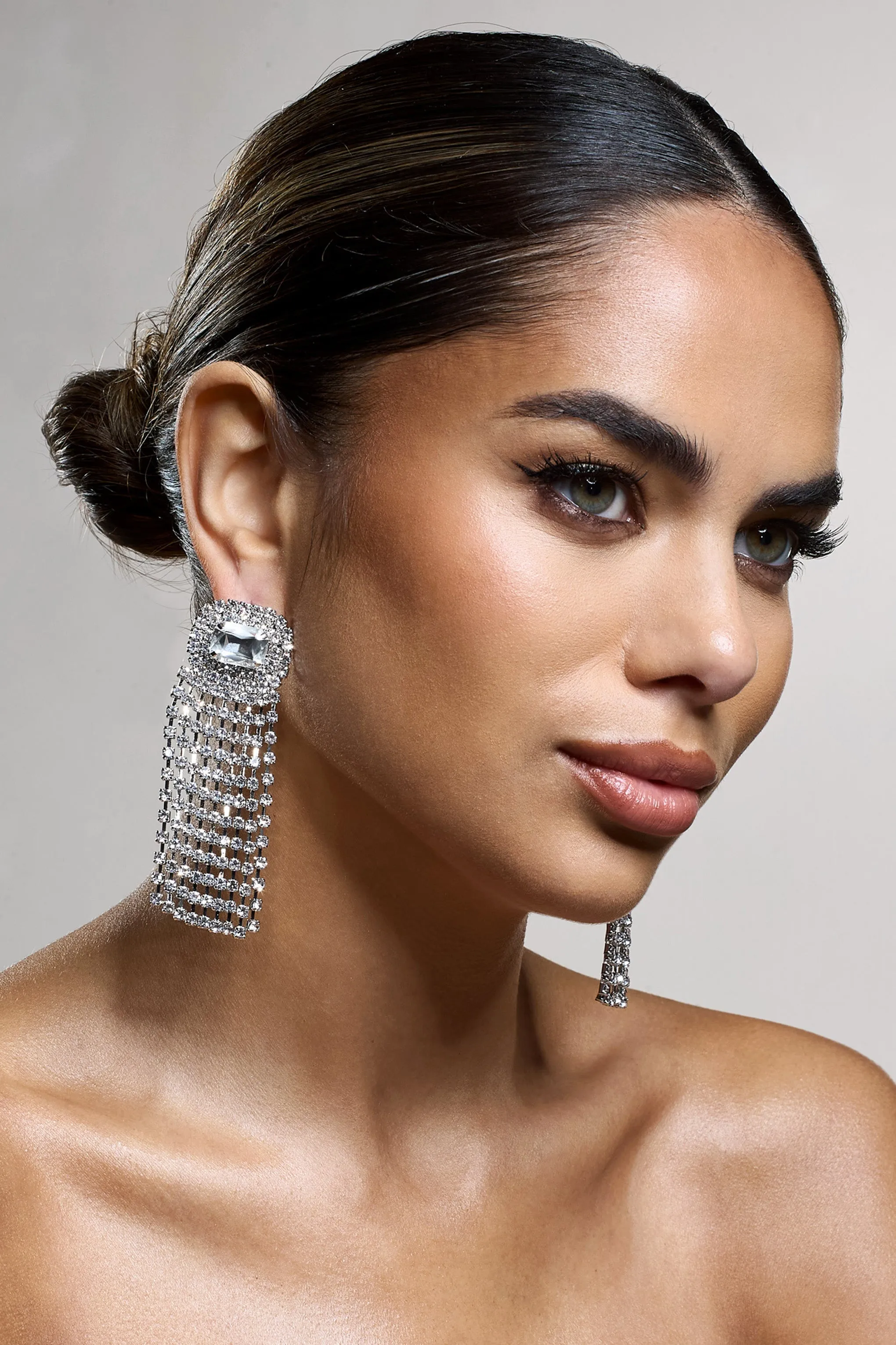 Flash | Silver Diamante Tassel Earrings