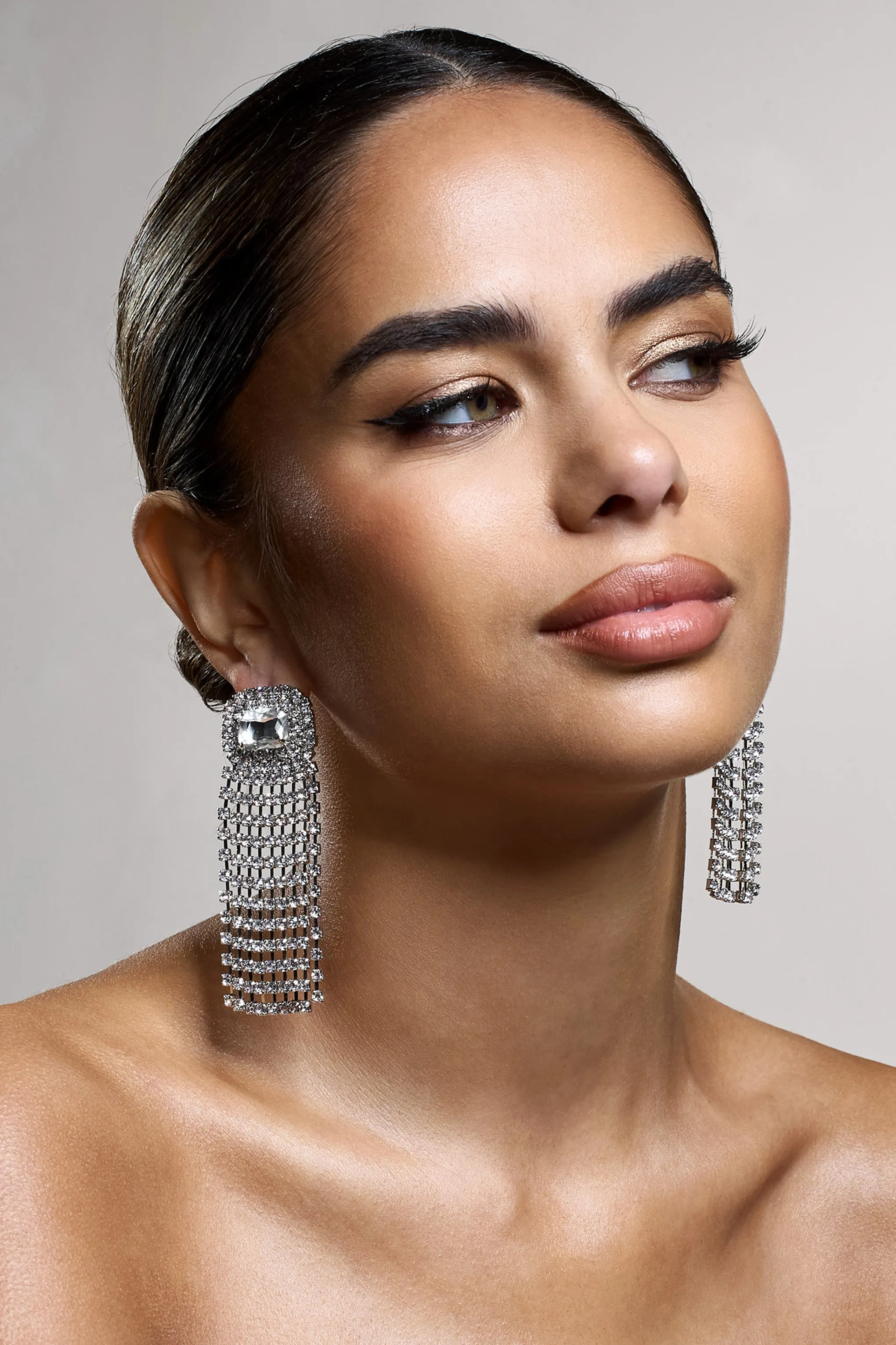 Flash | Silver Diamante Tassel Earrings