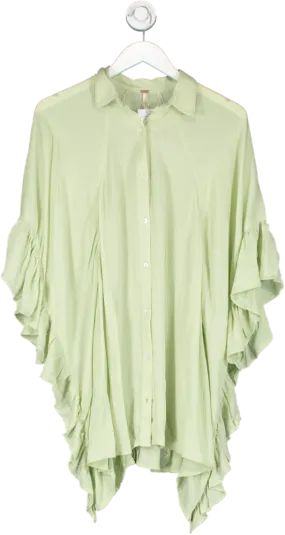 Free People Pale Green 'Love Is' oversized frill side tunic Top UK XS/S