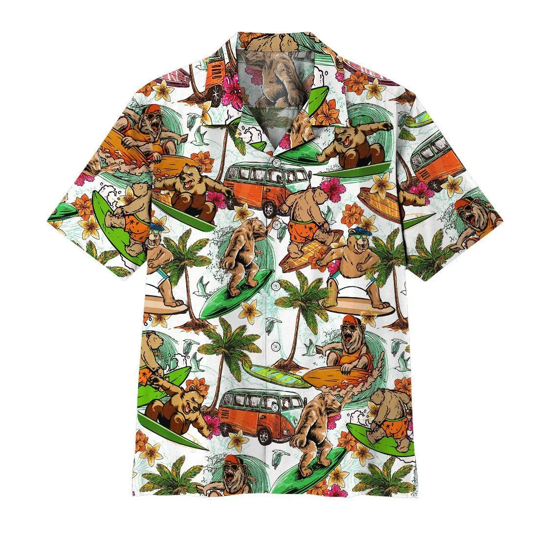 Gearhuman 3D Bear Surfing Hawaii Shirt