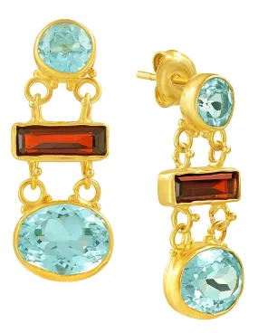 Great Expectations Blue Topaz and Garnet Earrings