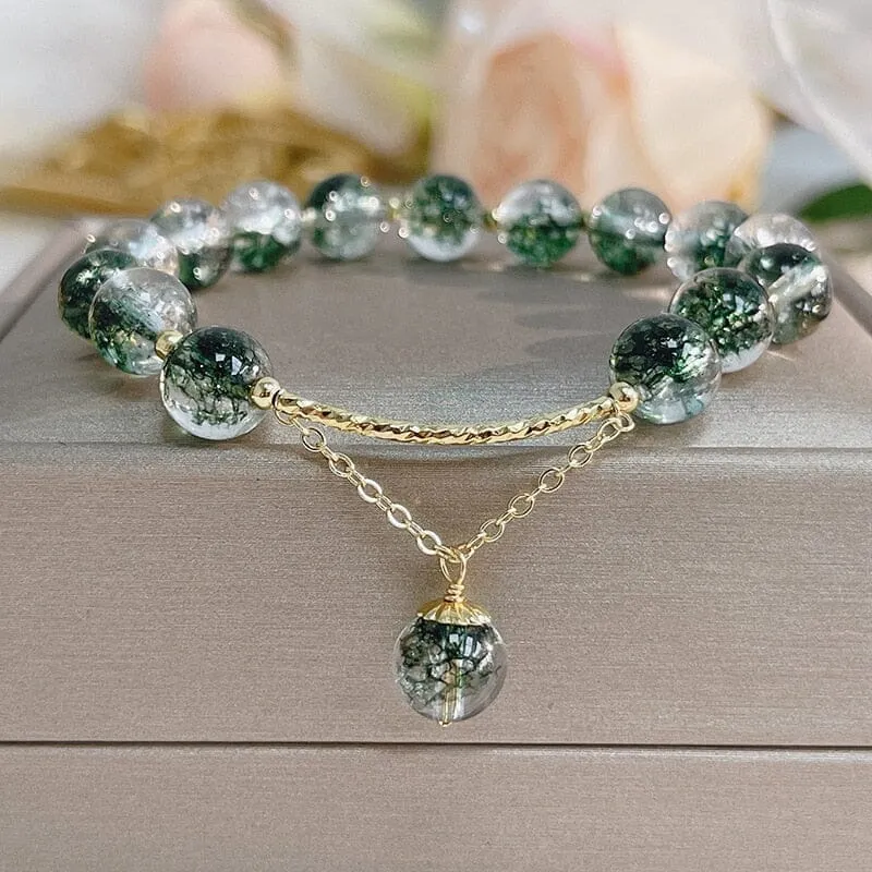 Green Ghost Chorite Crystals Beaded Strand Bracelet