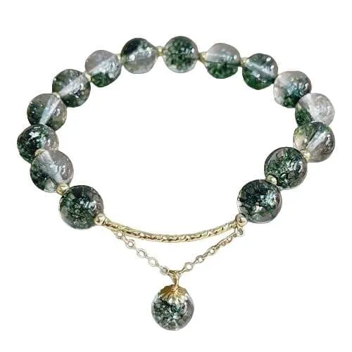 Green Ghost Chorite Crystals Beaded Strand Bracelet