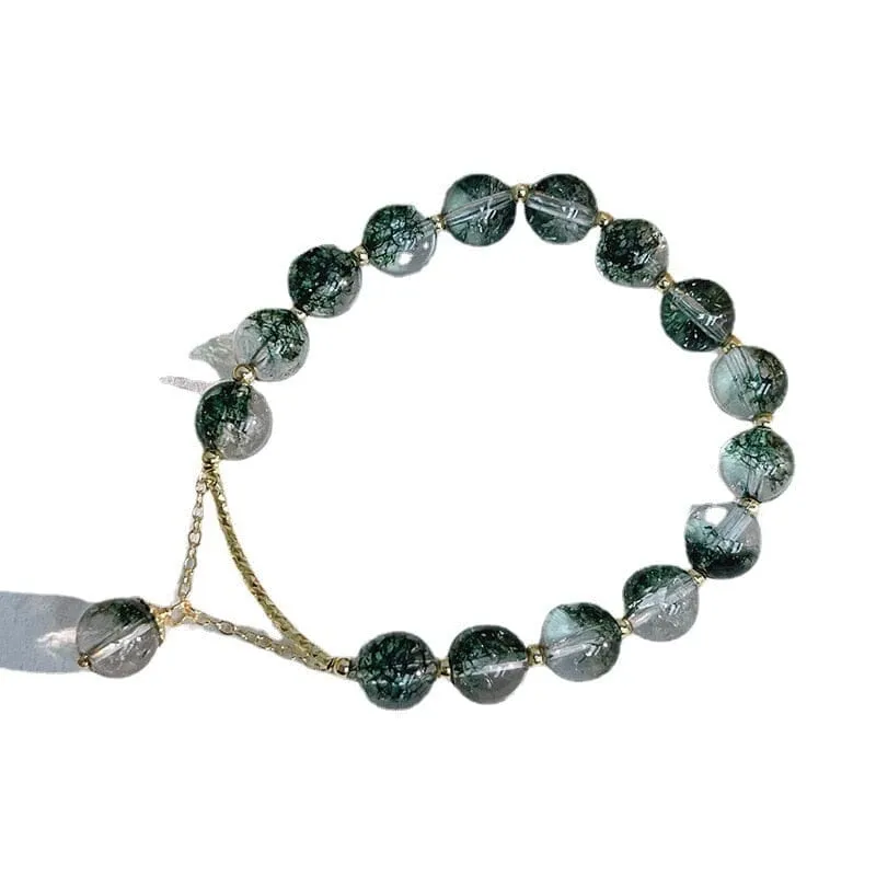 Green Ghost Chorite Crystals Beaded Strand Bracelet