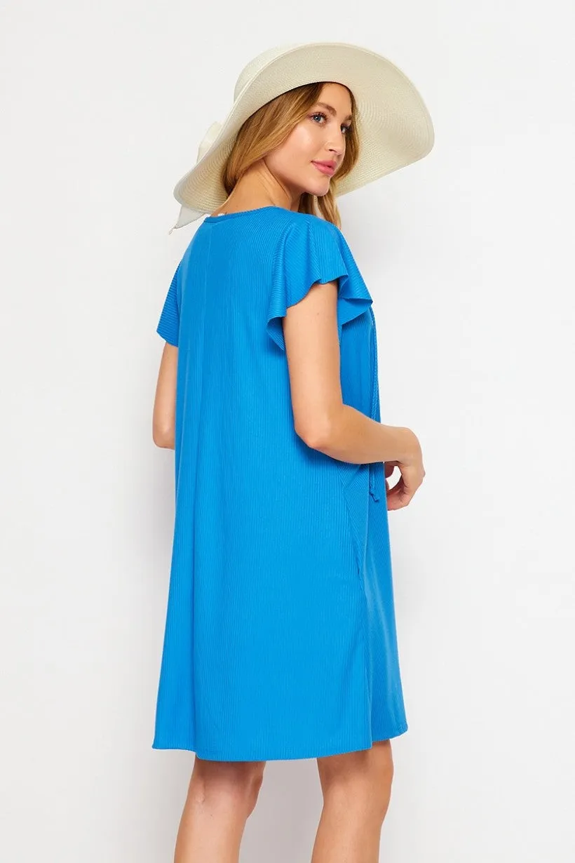 Honeyme Blue Dress with Ties