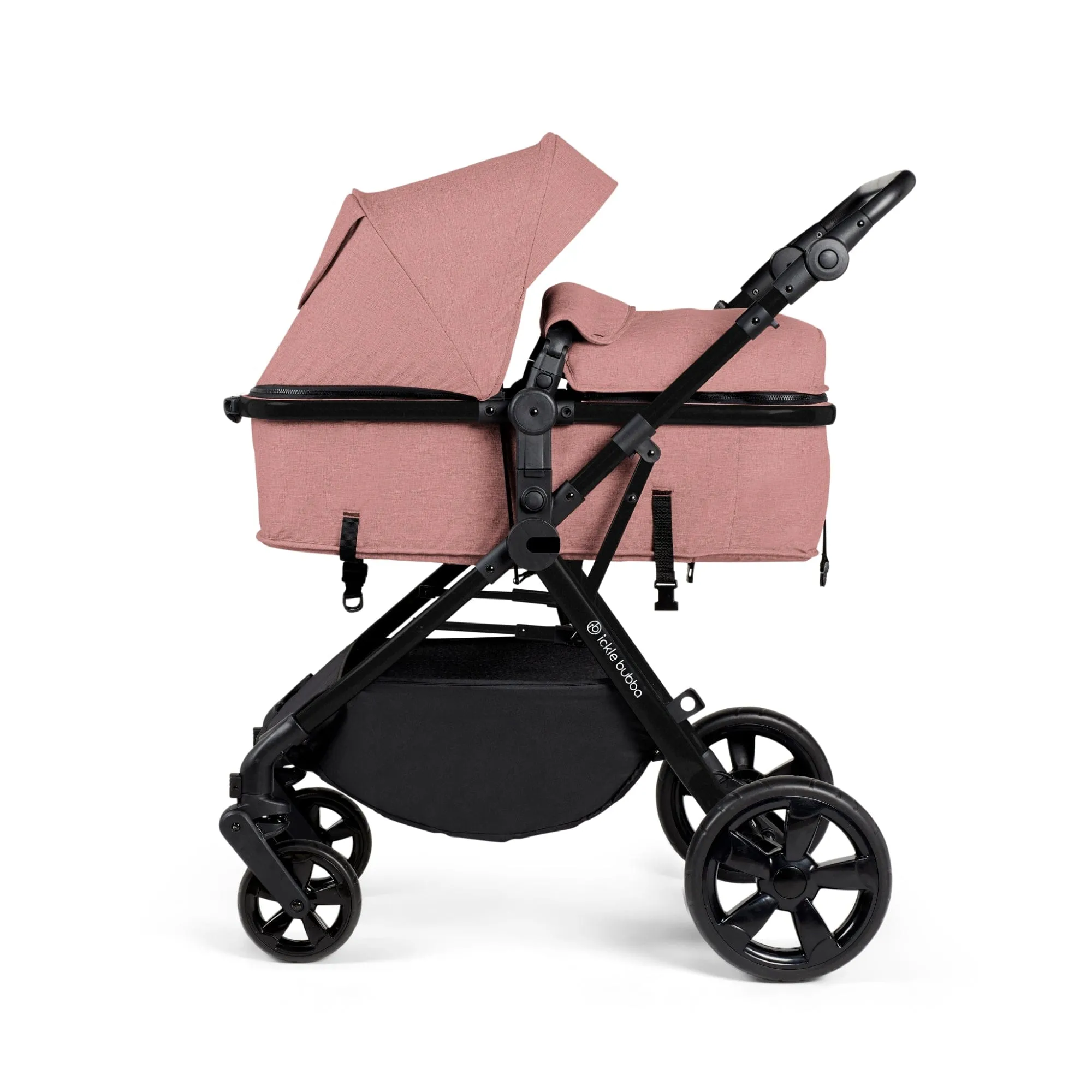 Ickle Bubba Comet 3-In-1 Travel System With Astral Car Seat - Black / Dusky Pink