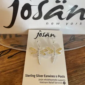 Josan SSW Two Tone Crystal Dragonfly Earrings