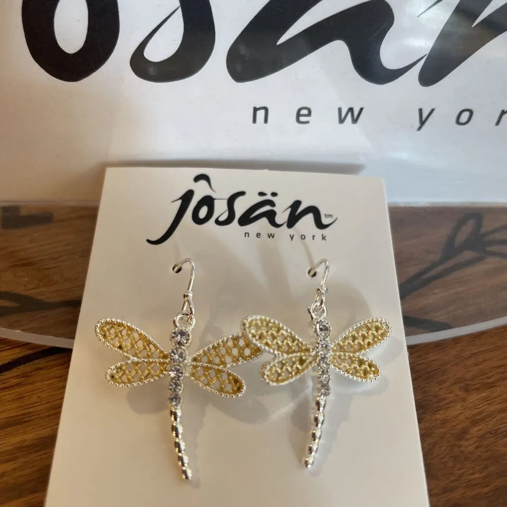 Josan SSW Two Tone Crystal Dragonfly Earrings