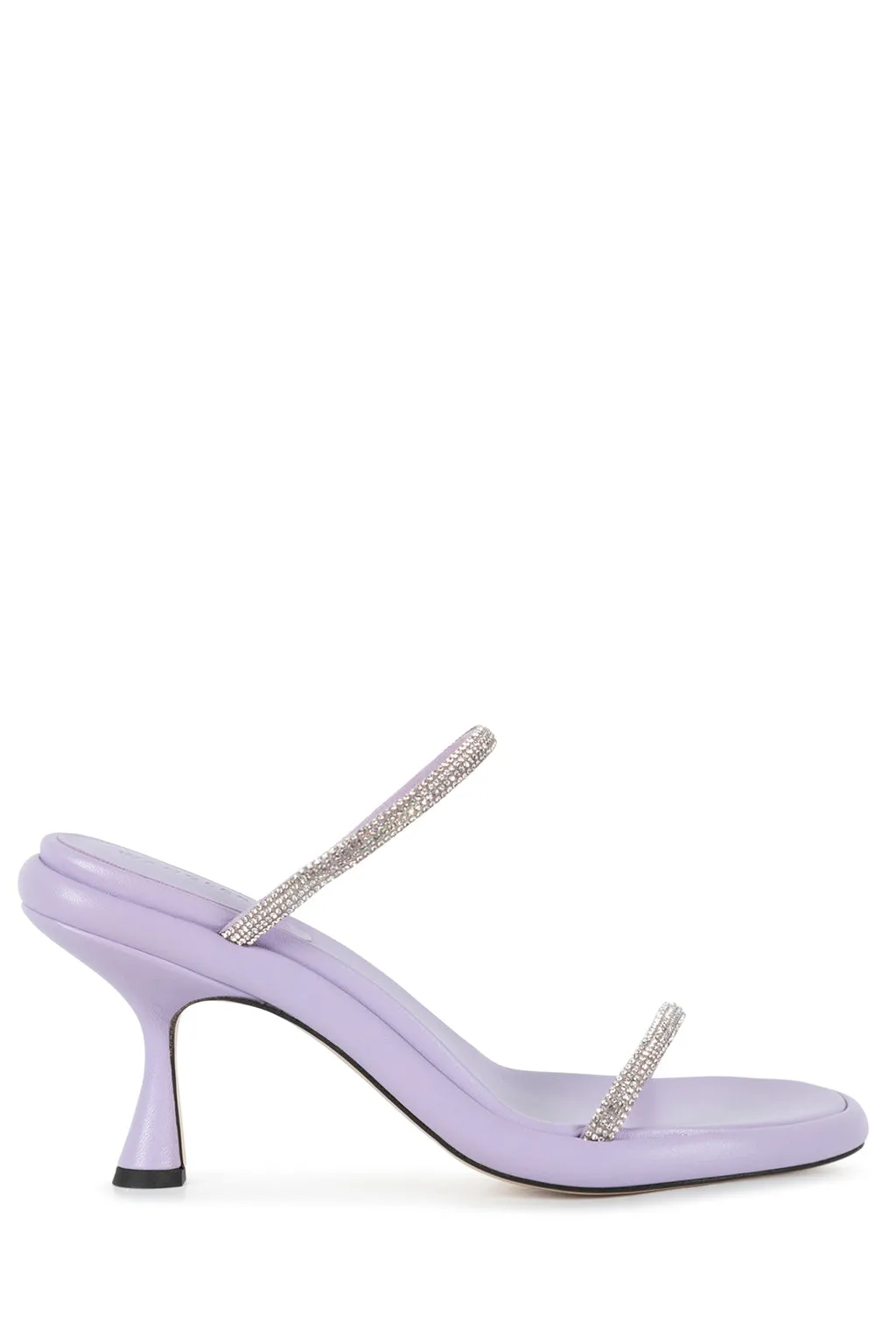 JUNE CRYSTAL EMBELLISHED LEATHER SANDALS IN SOFT VIOLET