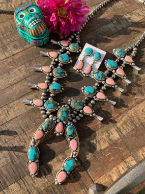 Kingman Turquoise and "Cotton Candy" Blossom Set