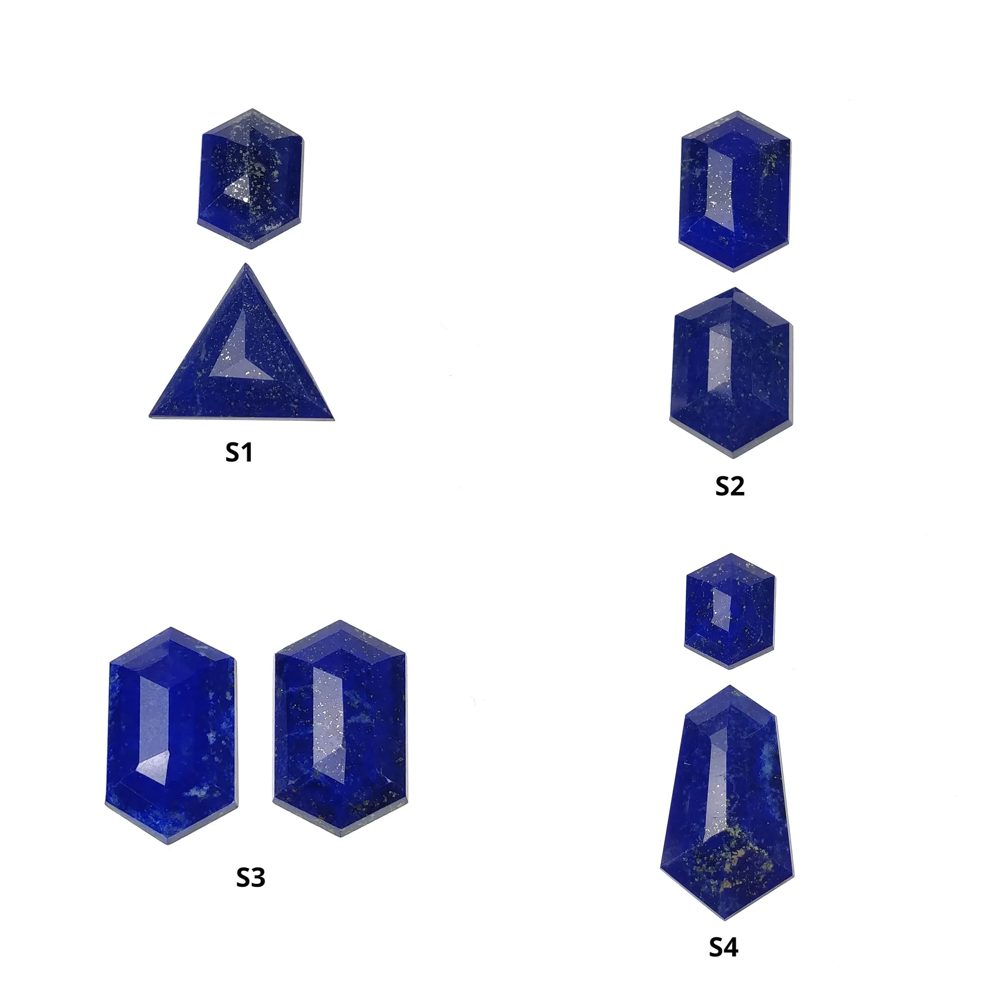 Lapis Lazuli Gemstone Step Cut : Natural Untreated Unheated Blue Lapis Hexagon & Triangle Shape 2pcs Set