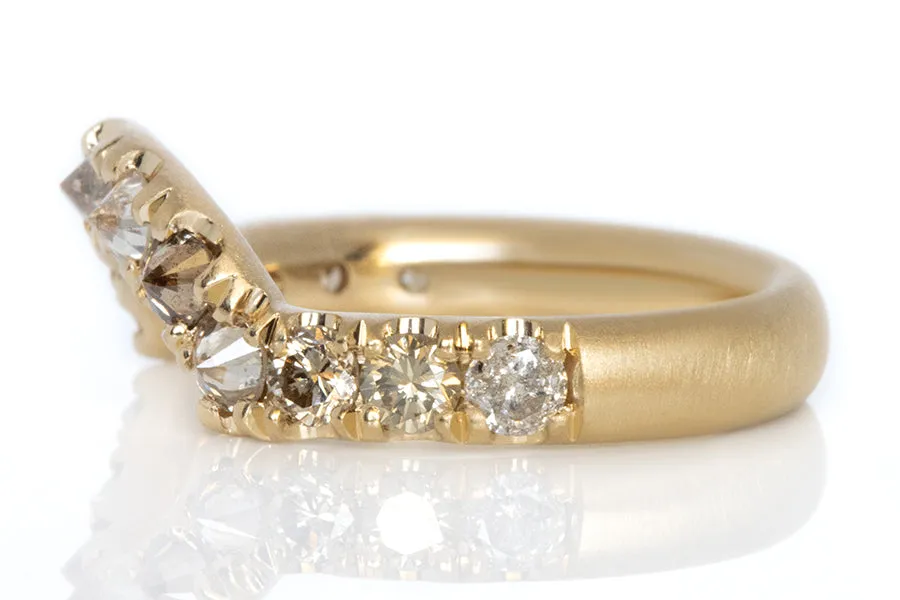 Large Champagne Diamond Curve Band