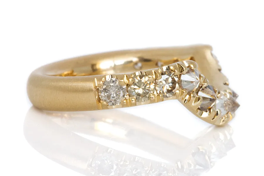 Large Champagne Diamond Curve Band