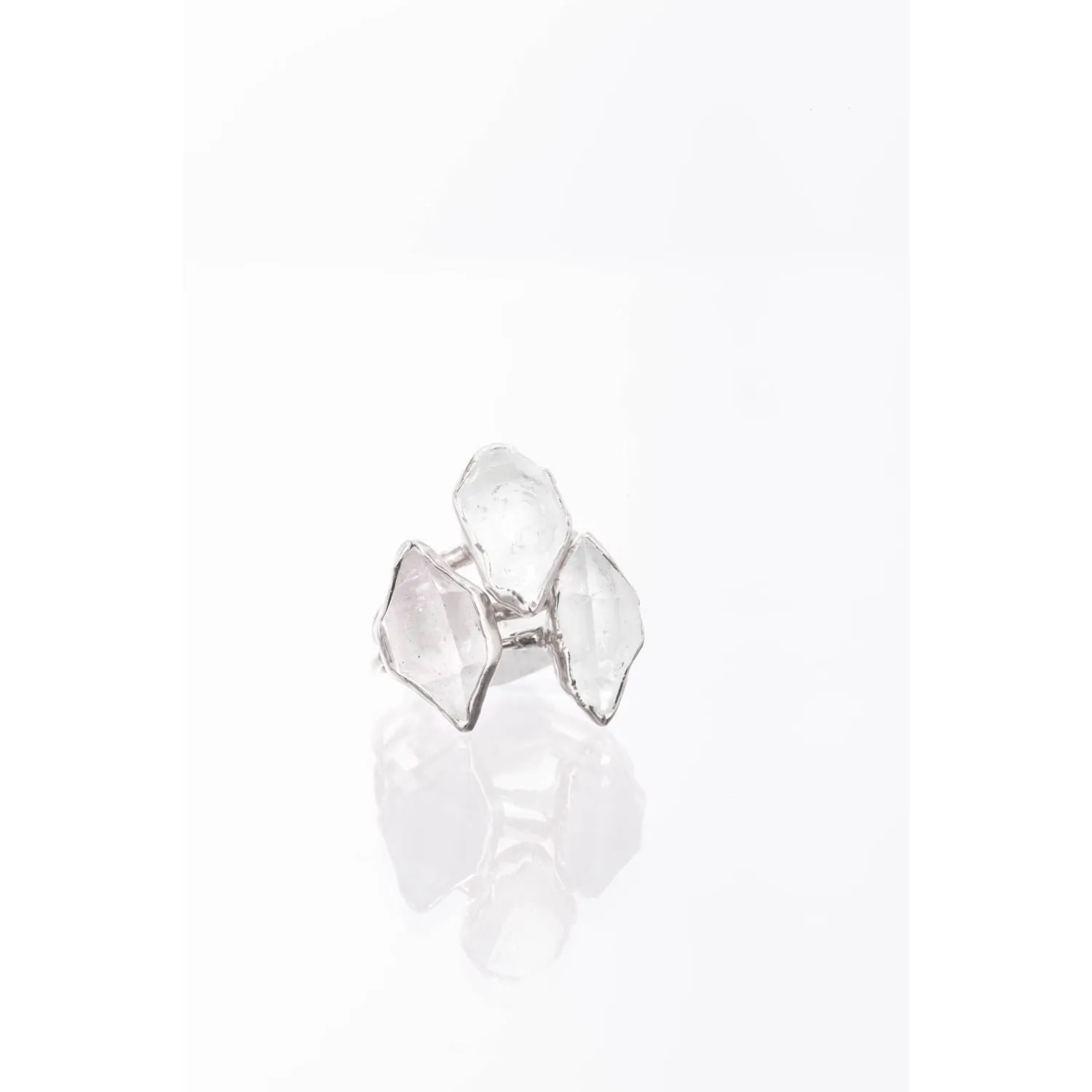 Large Raw Herkimer Diamond Ring in Sterling Silver