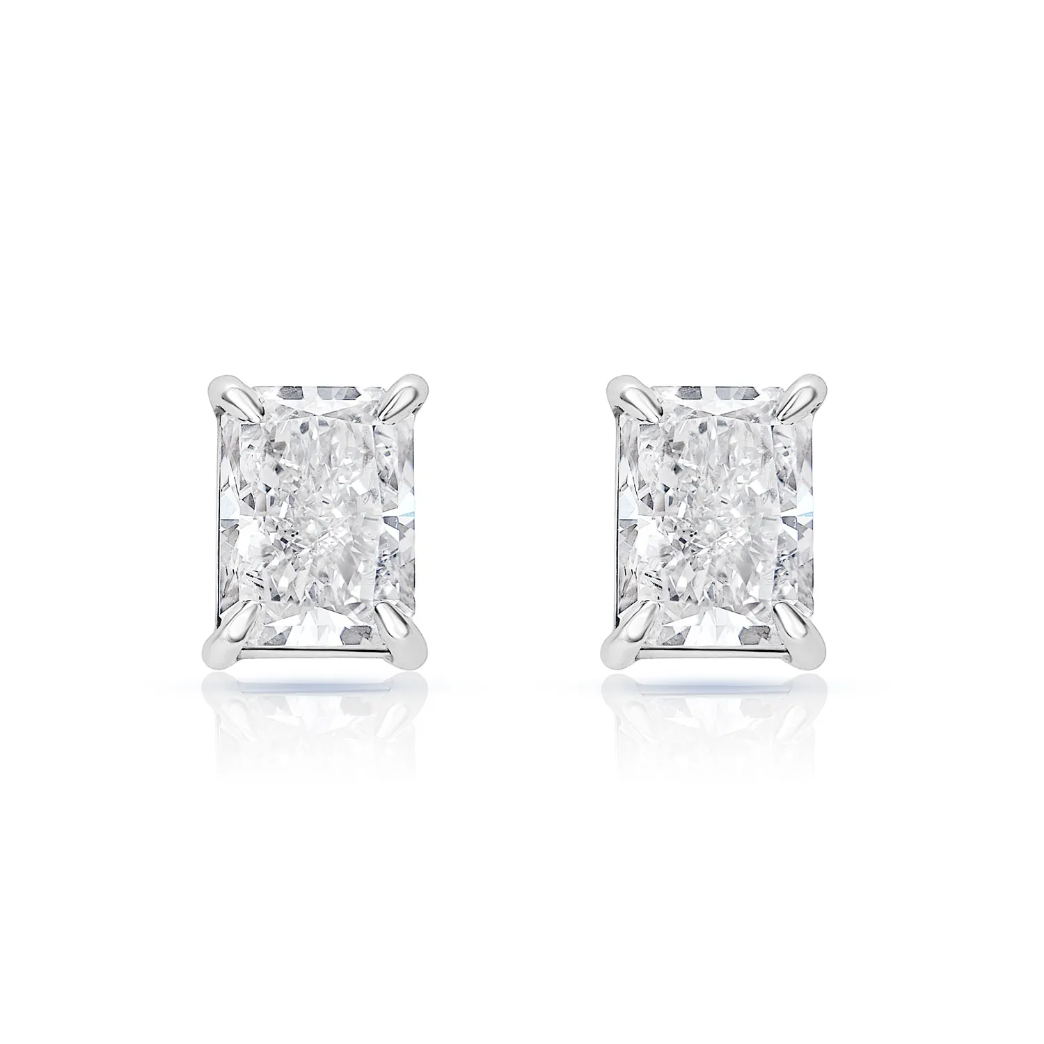 Lela 3 Carat Radiant Cut F - G VS1 - VS2 Lab Grown Diamond Stud Earrings in 14k White Gold