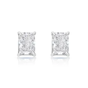 Lela 3 Carat Radiant Cut F - G VS1 - VS2 Lab Grown Diamond Stud Earrings in 14k White Gold