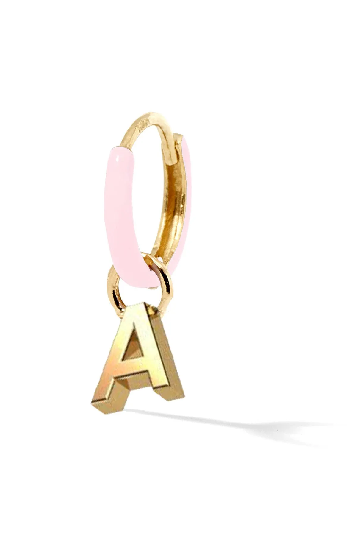 Letter Enamel Huggie - Rose Clair