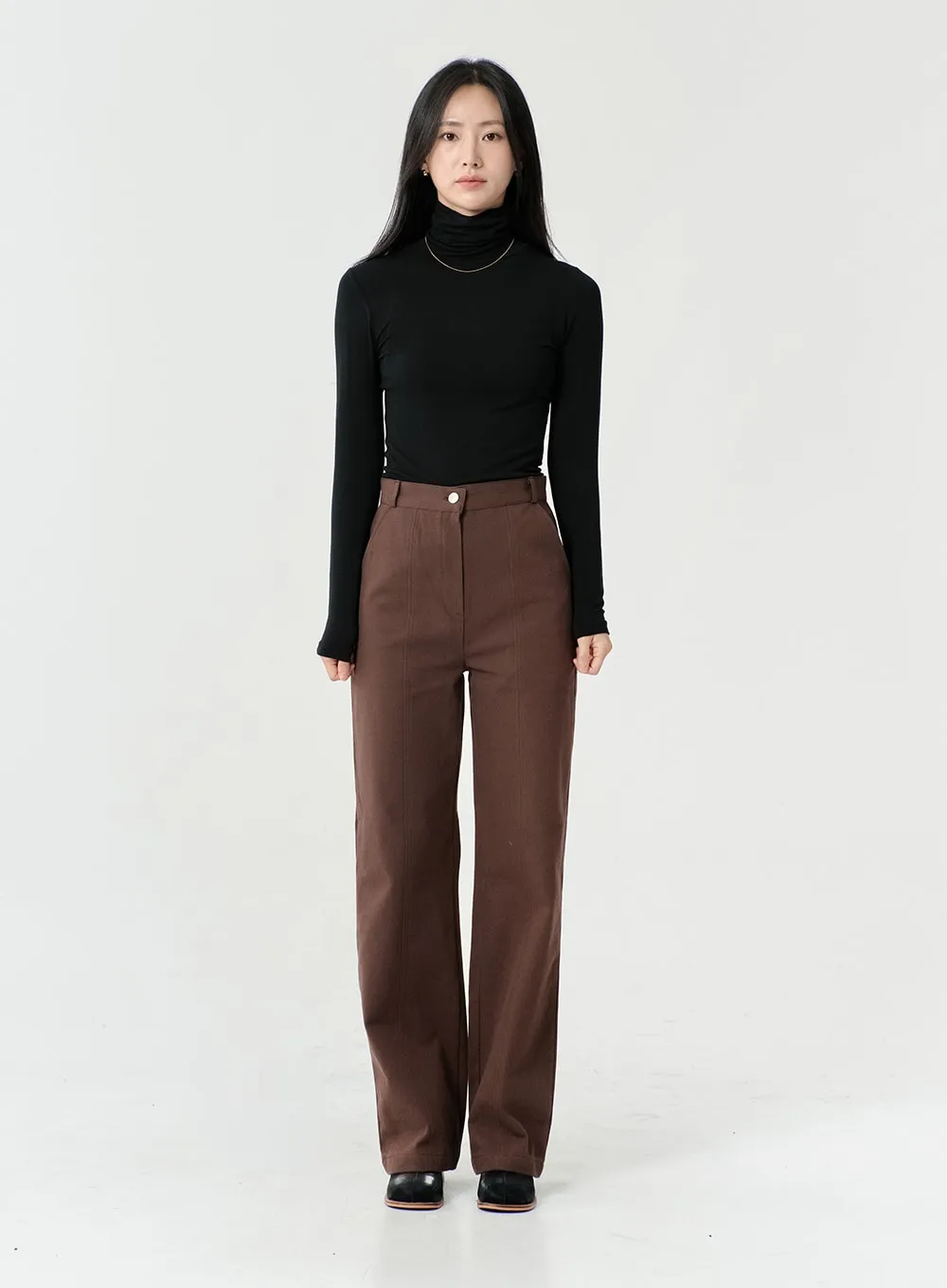 Line Detail Fall Color Cotton Pants OS13