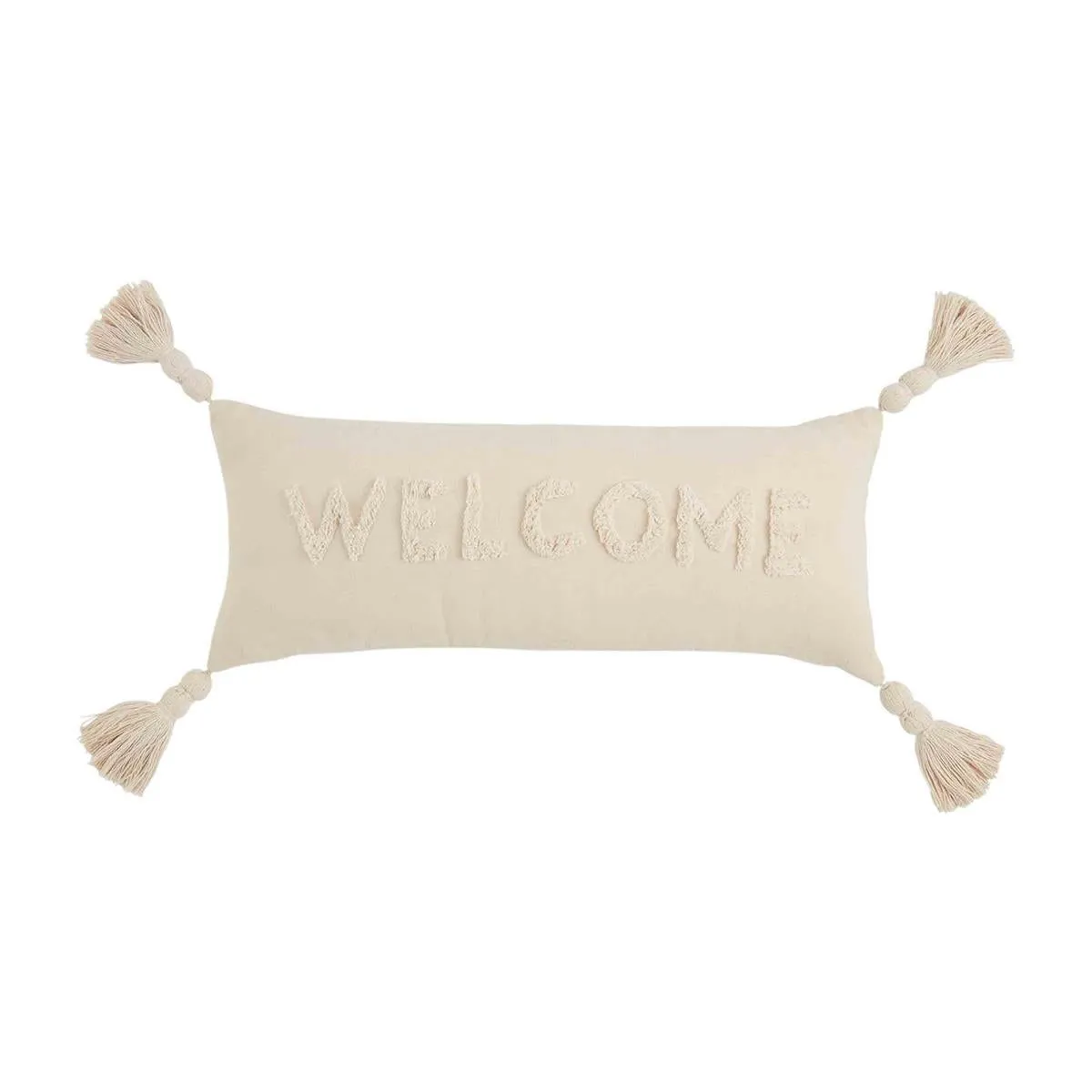 Lumbar Tufted Cotton Word Pillows - Welcome