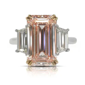 MADAM 8 CARAT EMERALD CUT VS2 CLARITY FANCY INTENSE PINK DIAMOND ENGAGEMENT RING PLATINUM GIA CERTIFIED 6 CT FIOP VS2 BY MIKE NEKTA