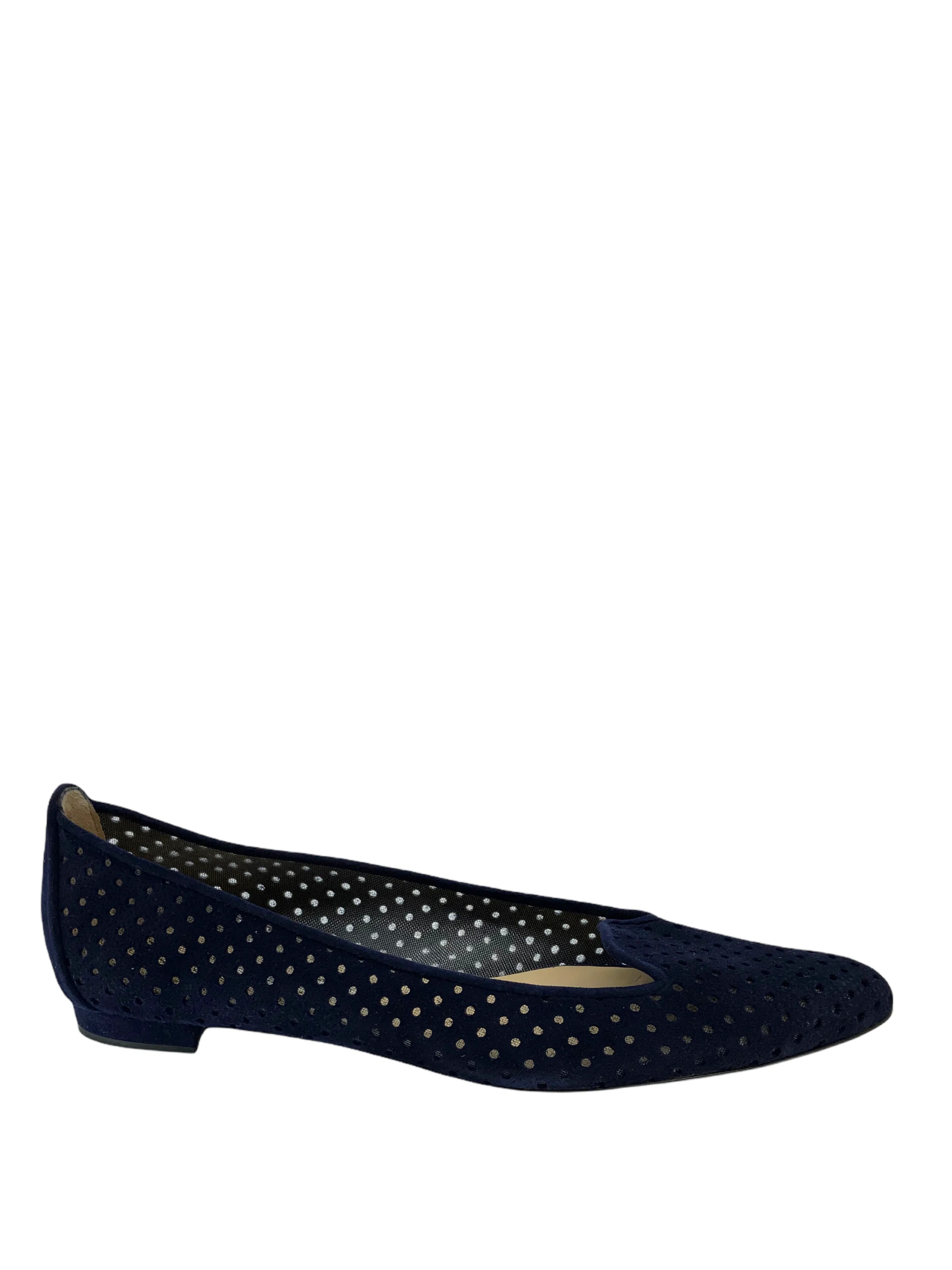 Manolo Blahnik Perforated Suede Skimmer Flat Size 8.5 NEW