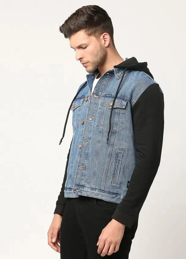 Mid Blue Kenzo Hoodie Cotton Denim Jacket