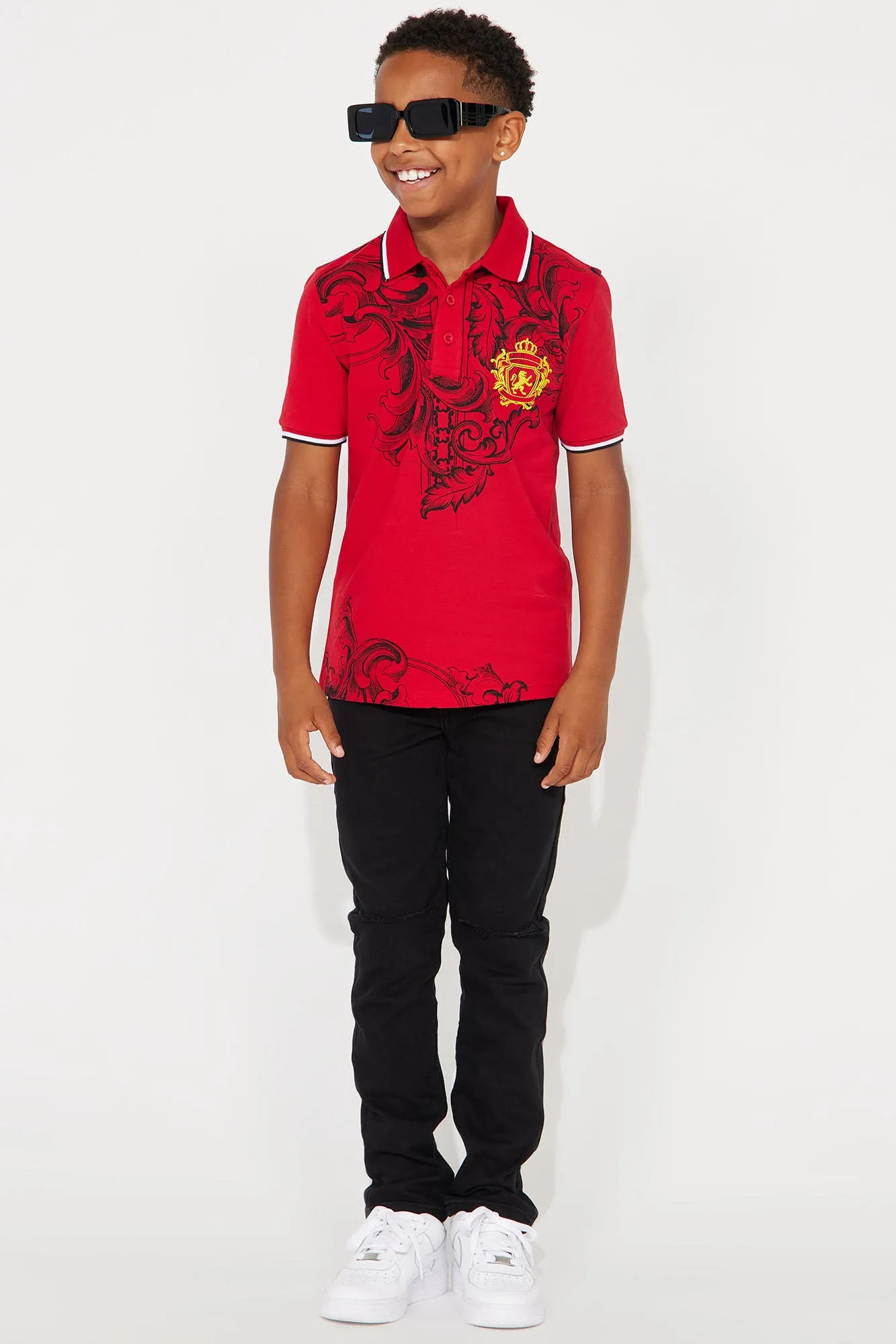 Mini Ronaldo Royal Pique Polo - Red