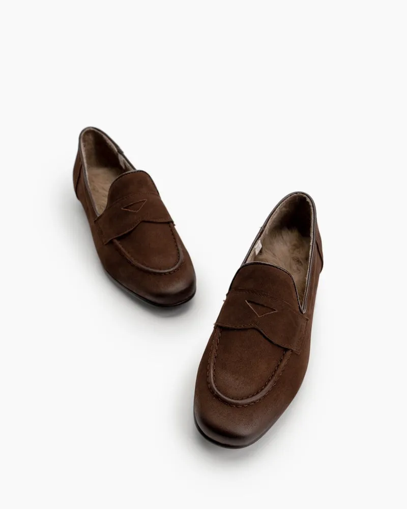 Minimalist Comfy Warm Slip On Flat Loafers