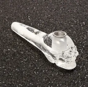 Natural Clear Crystal Stone Skull Rock Pipe