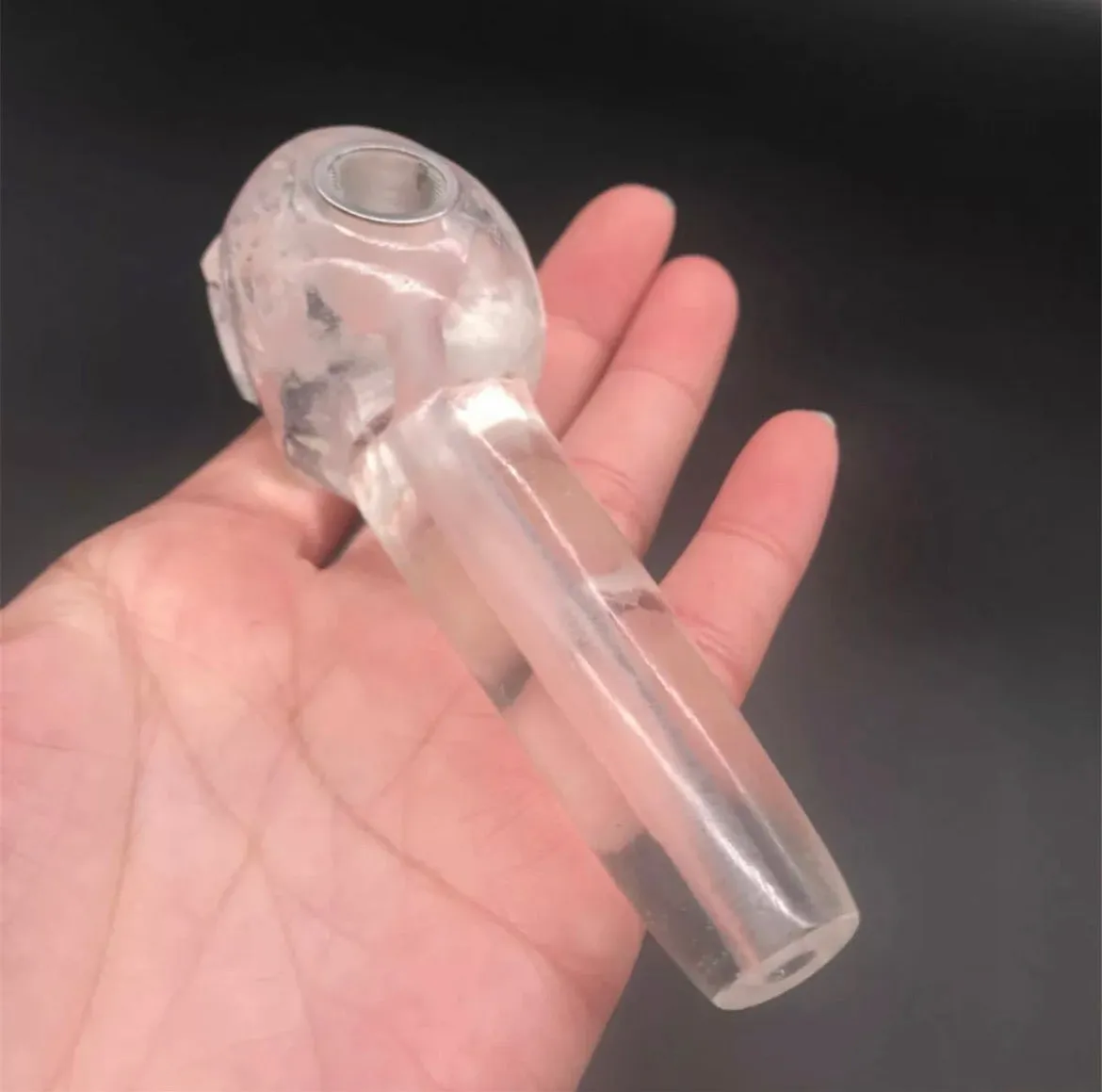 Natural Clear Crystal Stone Skull Rock Pipe