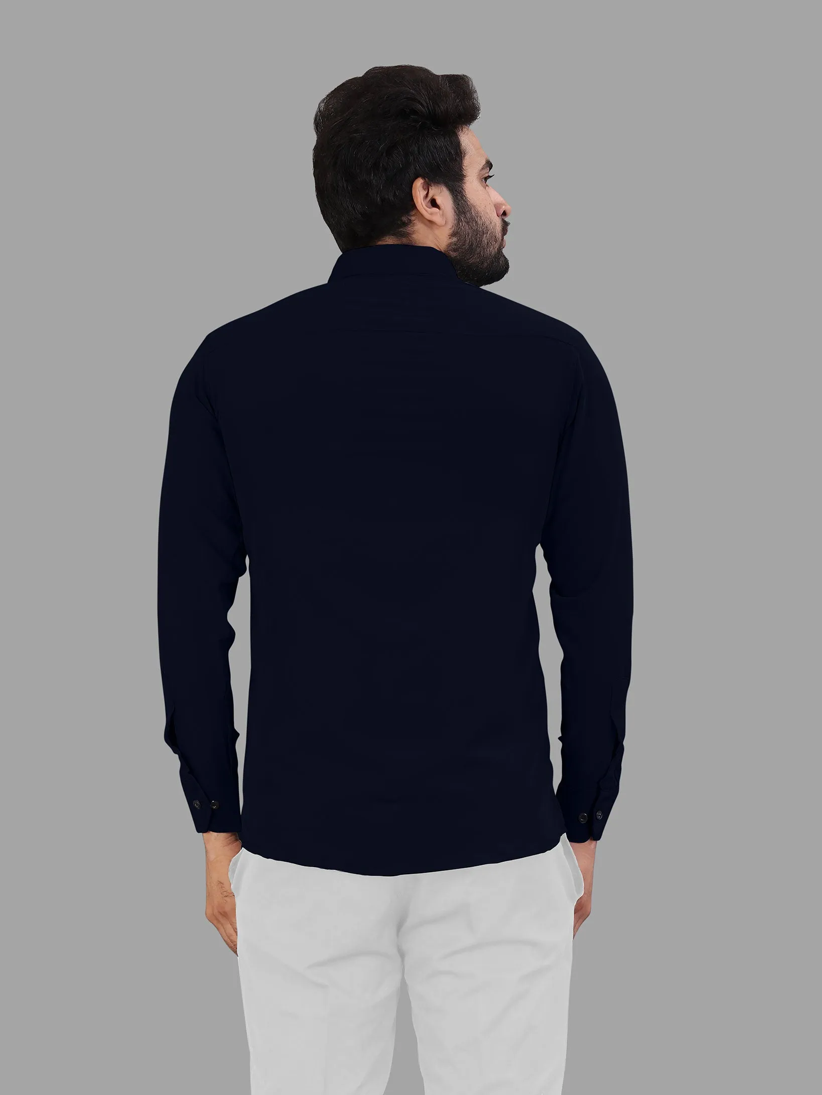 Navy Blue Expandable Full Sleeve Shirt