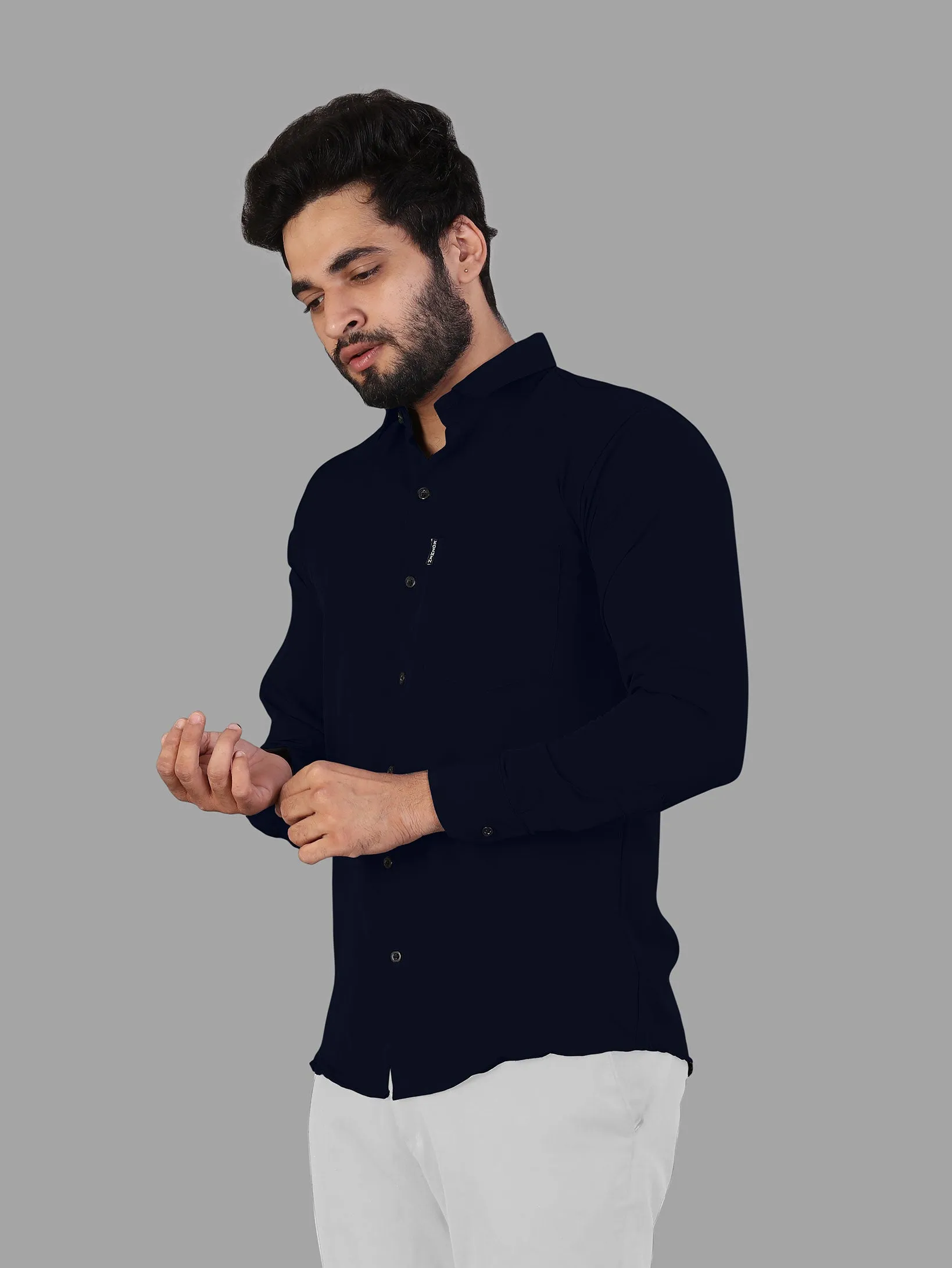 Navy Blue Expandable Full Sleeve Shirt