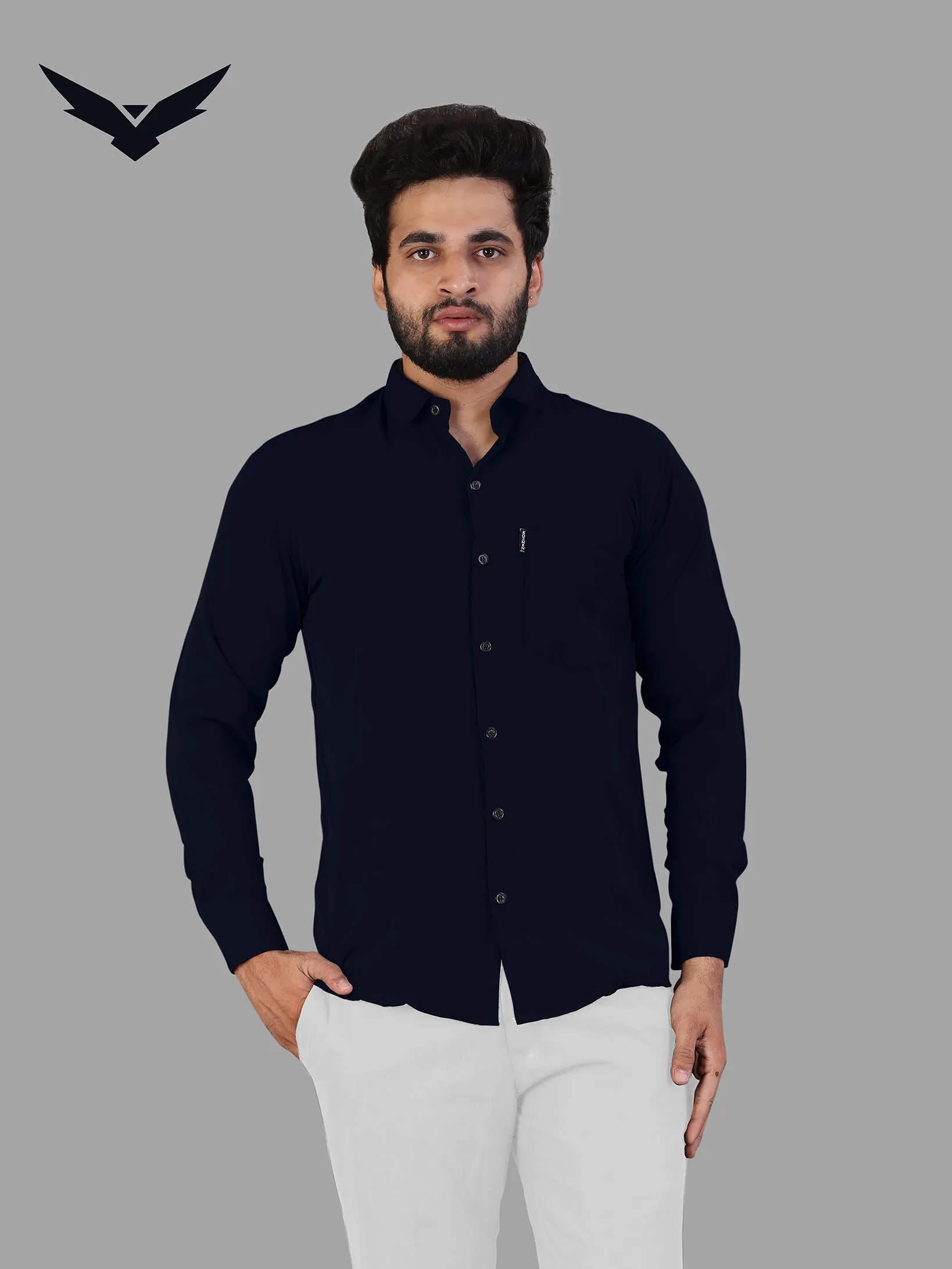 Navy Blue Expandable Full Sleeve Shirt