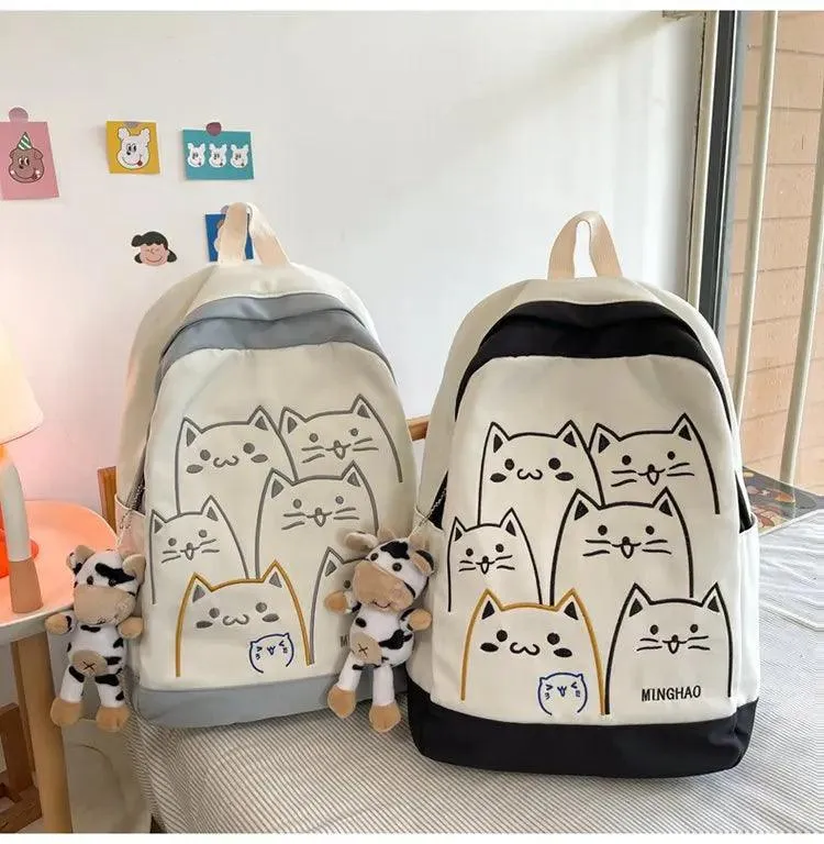 NBCB143 Cool Backpack - School Book Bags - Cute Cat Pattern