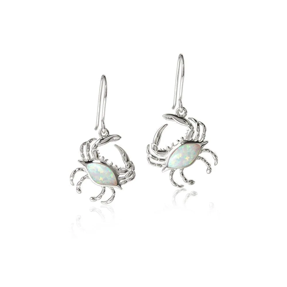 Opal Blue Crab Earrings