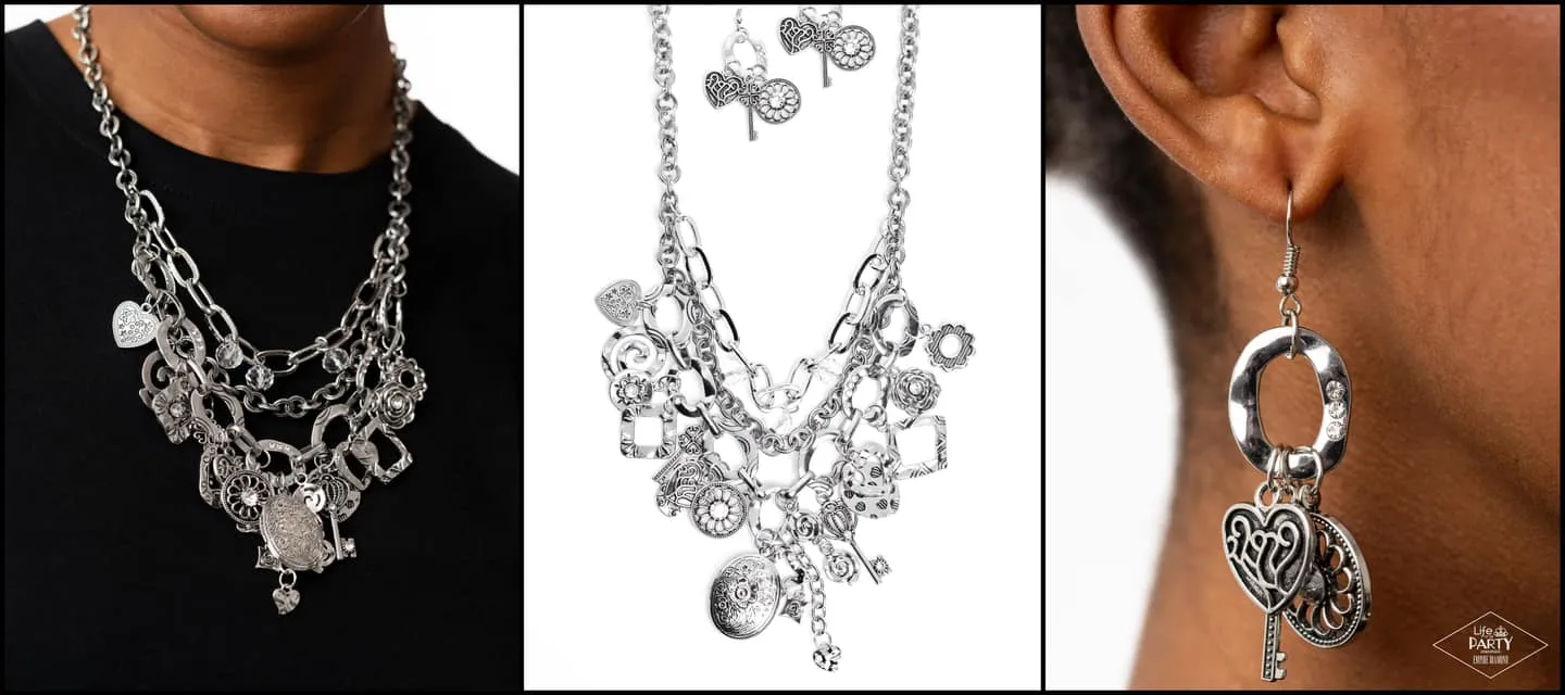 Paparazzi The Jessica Silver Necklace & Earring Set Zi Collection