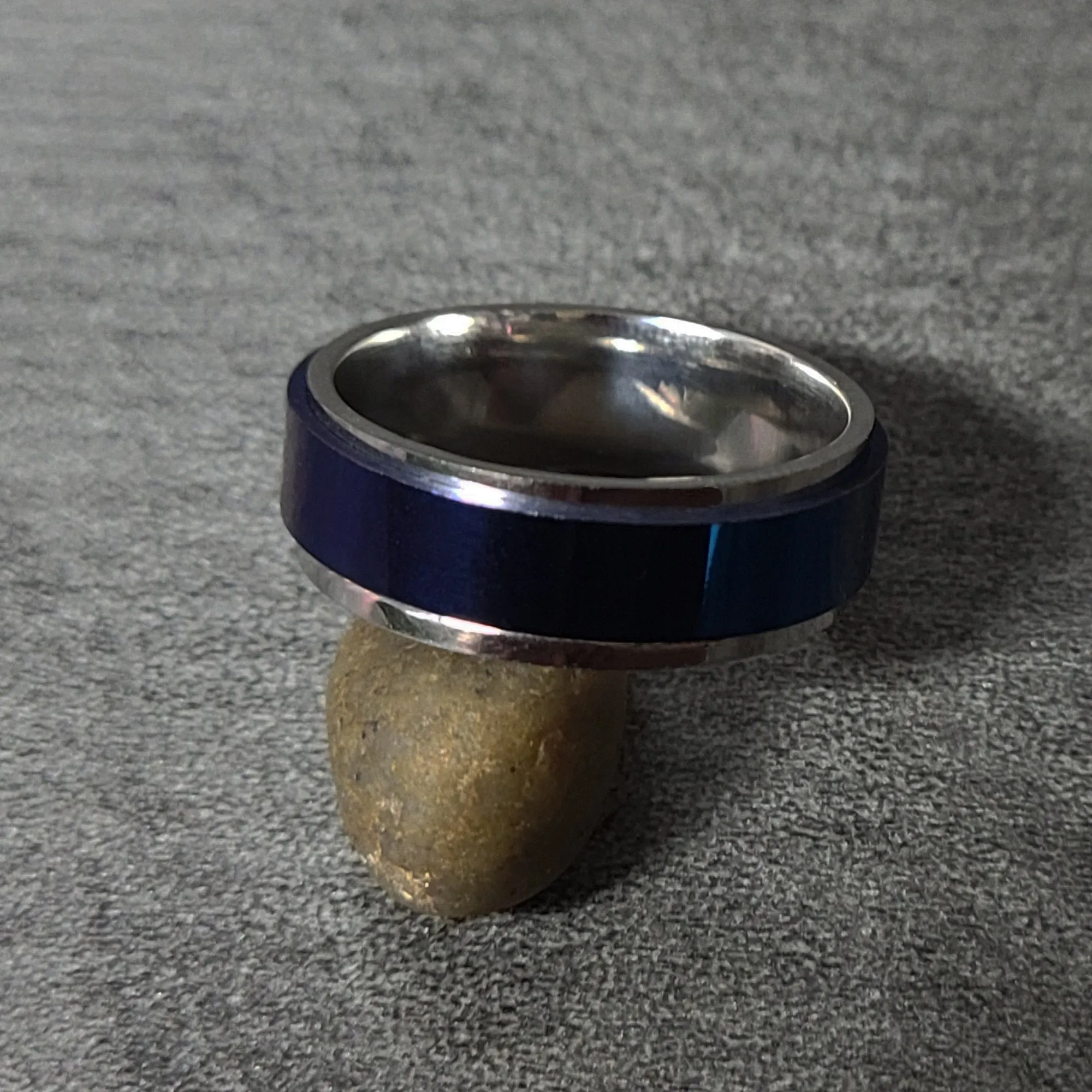 Personalized Men's Promise Ring - Silver and Blue Fidget Spinner Ring