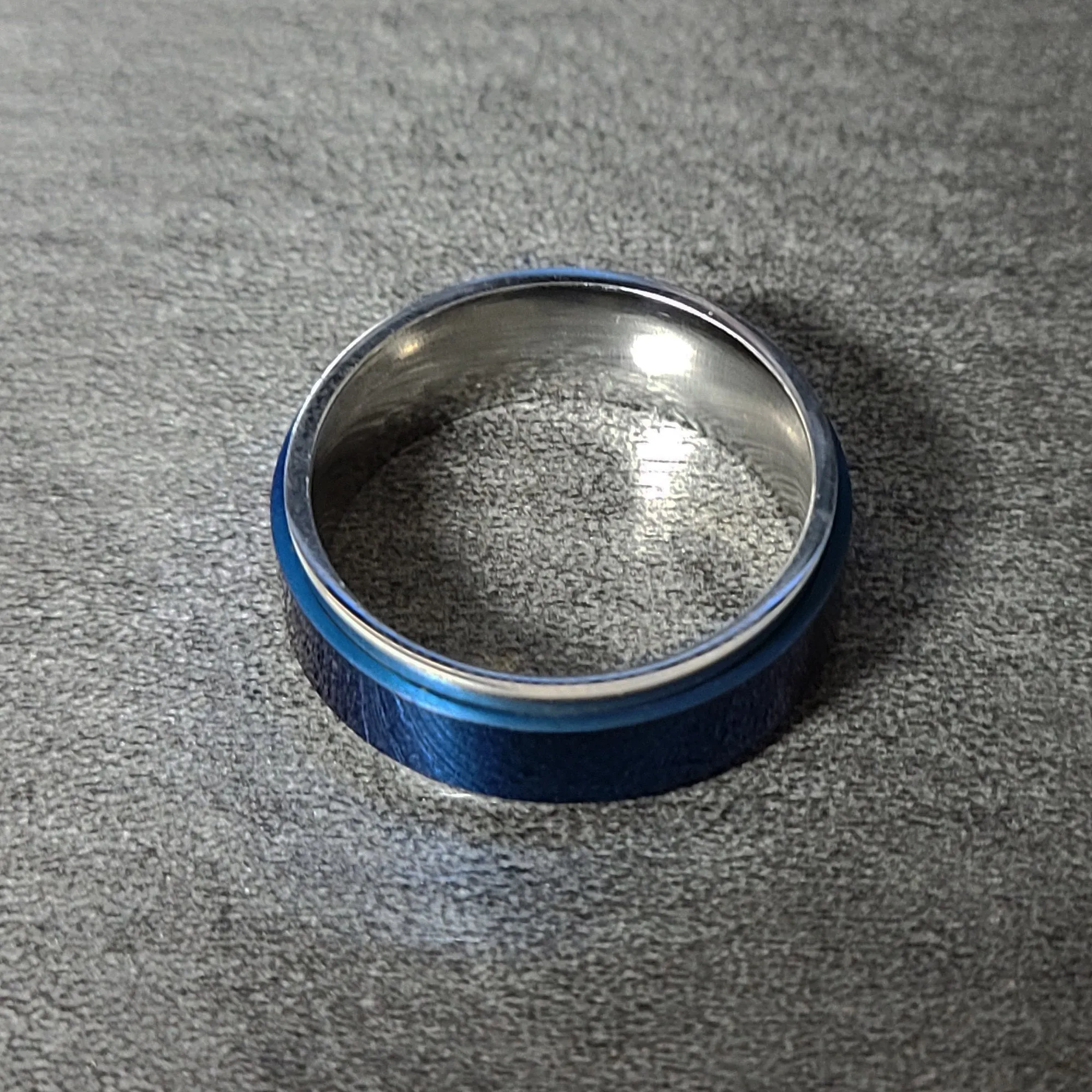 Personalized Men's Promise Ring - Silver and Blue Fidget Spinner Ring