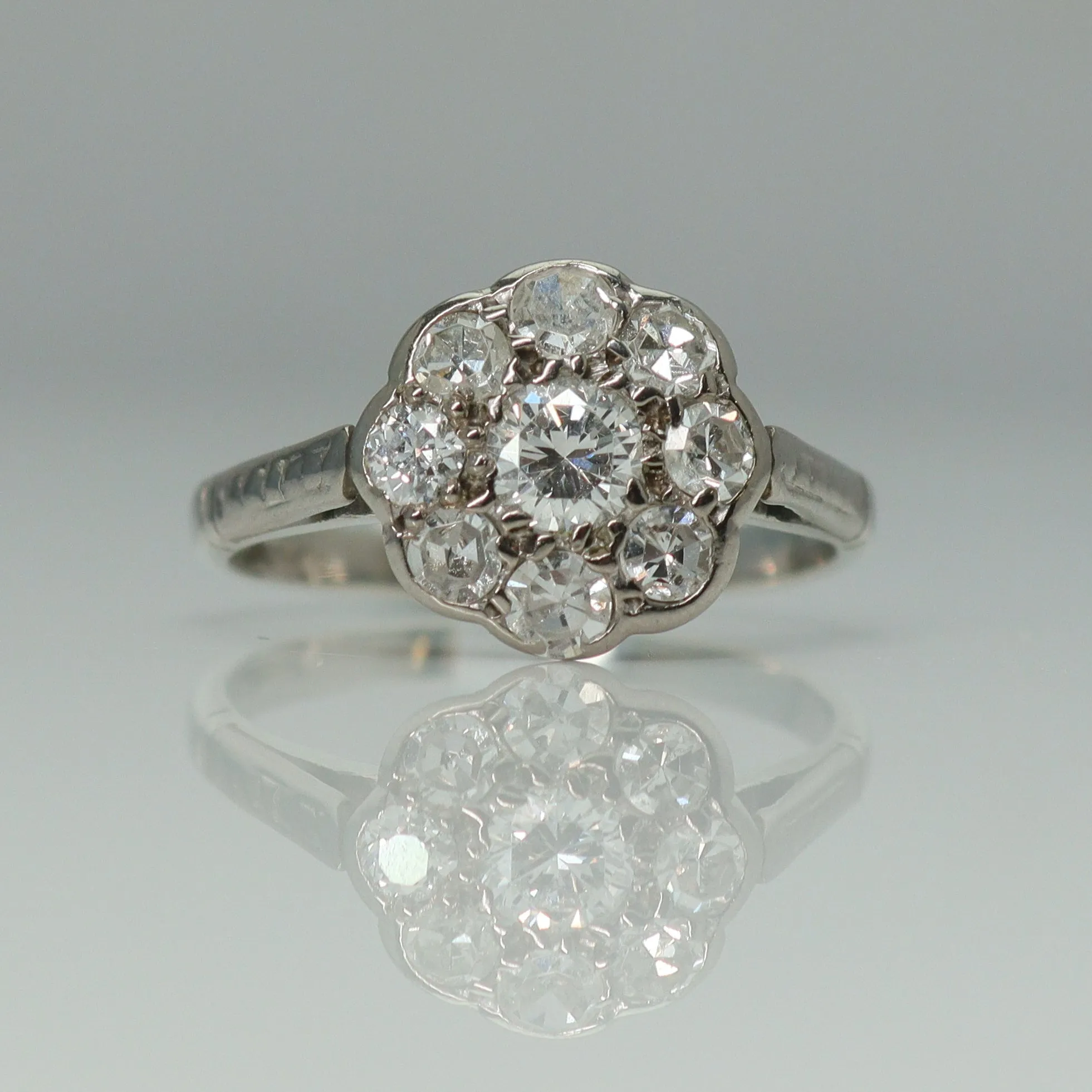 Platinum Daisy Diamond Cluster Ring