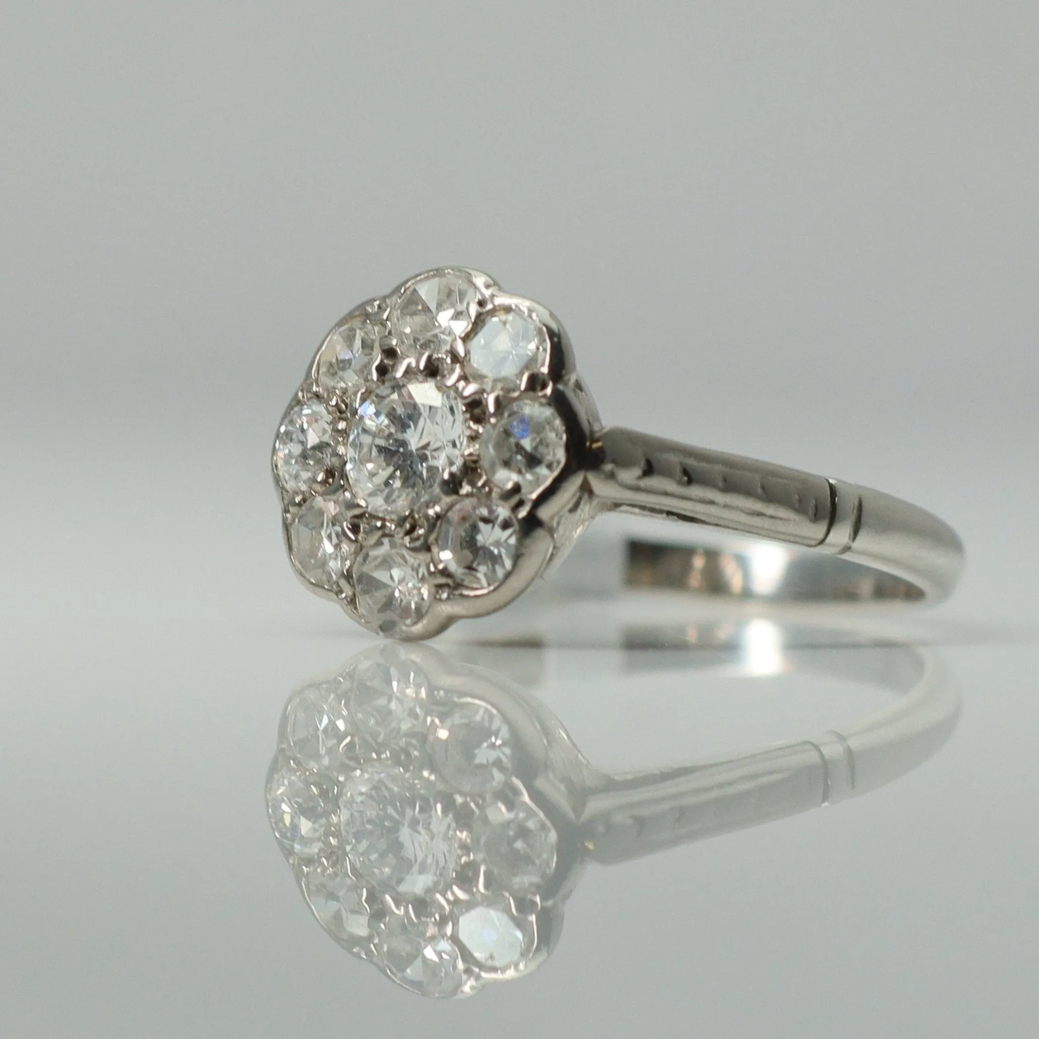 Platinum Daisy Diamond Cluster Ring