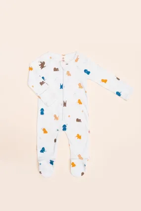 Raglan Sleepsuit - Maltese Puppy